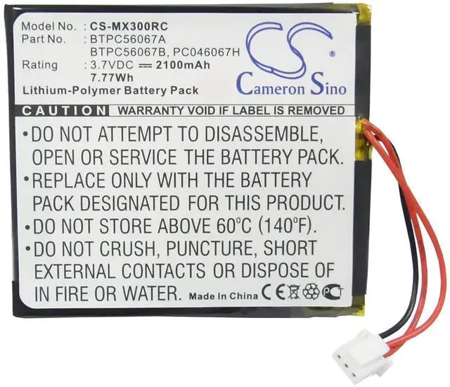 Main image of Cameron Sino Battery for URC MX-3000, MX-3000i,  Crestron MT-1000C MiniTouch Wireless Handheld Touchpanel  C2N-DAP8  CNAMPX-16X60  CNX-PAD8A  STX-1700C  TPS-4L  MT-1000c  MT-1000C-DS  MT-100 2100mAh
