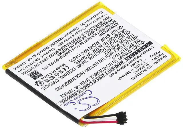 Alt view image 2 of 5 - CS Battery for Nest A0013, Learning Thermostat 2nd Genera, Learning Thermostat 3rd Gen, T3007ES, T3008US, T4000ES, Thermostat E PN:Nest GB-S10-284449-0100, TL284443 380mAh / 1.41Wh