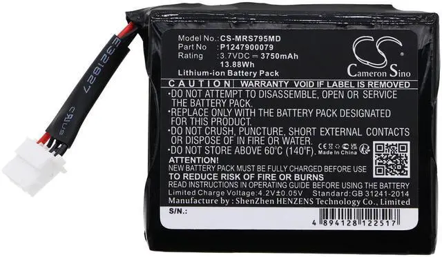 Alt view image 3 of 5 - 3750mAh / 13.88Wh Replacement Battery for Pulsoximeter type 23794, Radical 7 Rainbow Set Pulse Ox, Radical Pulse Oximeter, Radical-7 9500 Touchscreen PN: 23794, 25950, B11939, P1247900079
