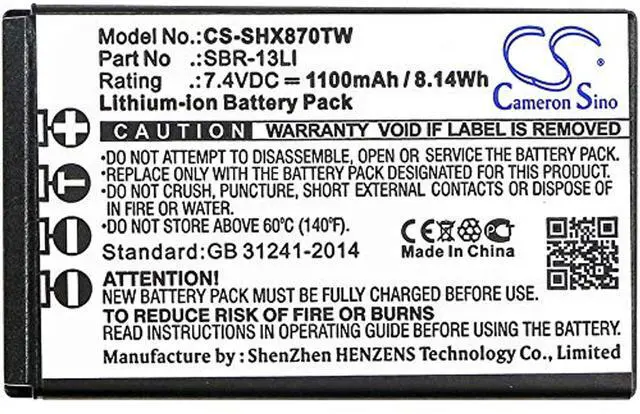 Alt view image 3 of 4 - (10Pack) Battery for HX870, HX870E PN: SBR-13LI 1100mAh / 8.14Wh