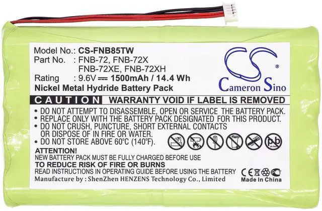 Alt view image 3 of 5 - Cameron Sino Battery for YAESU FT-817, FT-817ND PN:YAESU FNB-72, FNB-72x, FNB-72xe, FNB-72xh, FNB-72xx, FNB-85 1500mAh / 14.40Wh