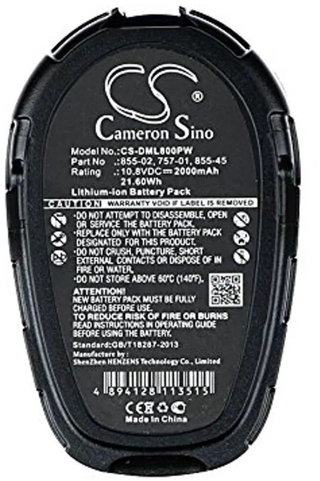Alt view image 5 of 5 - Cameron Sino Battery for DREMEL 8000-01, 8001-01 PN:DREMEL 855-02, 855-45 2000mAh / 21.60Wh