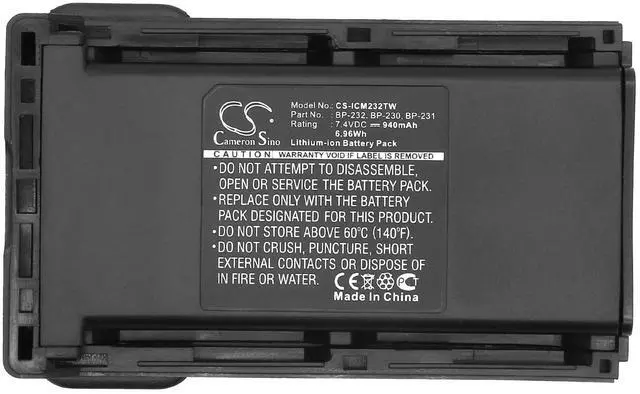 Alt view image 5 of 6 - (8-Pack) Battery for BP-232WP IC-F43T, IC-F43TR, IC-F43TR 51, IC-F43TR 52, IC-F44, IC-F44G, IC-F44GS, IC-F44GT PN: BJ-2000, BP-230, BP-230N, BP-231, BP-231N, BP-232, BP-232H, BP-232N, 940mAh / 6.96Wh