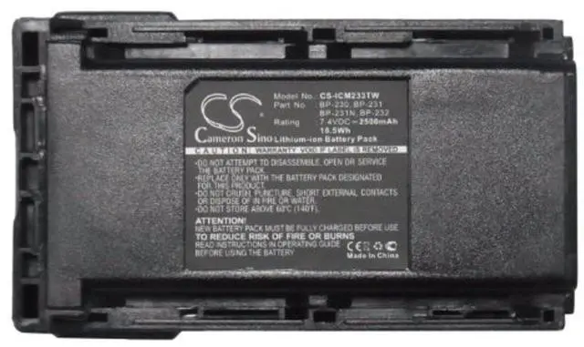 Alt view image 5 of 5 - 2500mAh Replacement Battery for IC-F4360D, IC-F43G, IC-F43GS, IC-F43GS 82, IC-F43GS 91, IC-F43GT, IC-F43GT 32, IC-F43T, IC-F43TR, IC-F43TR 51, IC-F43TR 52, IC-F44, IC-F44G, IC-F44GS, IC-F44GT