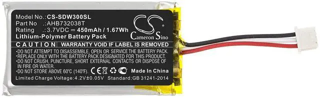 Alt view image 3 of 5 - 450mAh Replace Battery for DW 30 HS, IMPACT 5033, SDW 5063, SDW 5064, SDW 5065, SDW 5066, SDW 5066-5063, SDW 60, SDW 60 HS, SDW Pro 1, SDW Pro 2 PN: AHB732038T