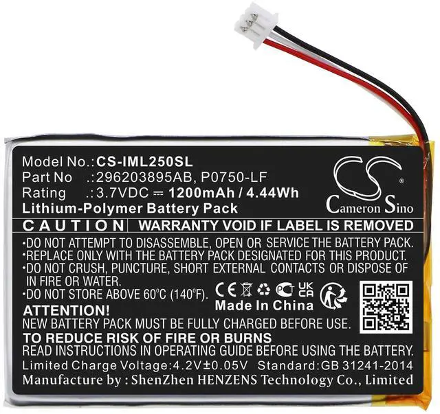 Alt view image 3 of 5 - CS Battery for Link 2500 PN: 296203895AB, P0750-LF 1200mAh / 4.44Wh
