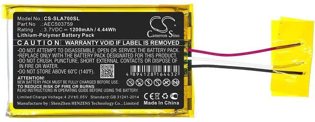 Alt view image 3 of 5 - CS Battery for Arctis 1, Arctis 3, Arctis 7 PN: AEC503759 1200mAh / 4.44Wh