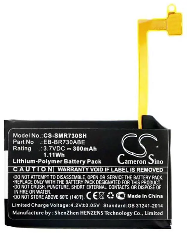 Alt view image 3 of 4 - 300mAh / 1.11Wh Replacement Battery for Galaxy Gear S2 3G, Gear S2 3G, SM-R730, SM-R730A, SM-R730S, SM-R730T, SM-R730V, SM-R735 PN: EB-BR730ABE, GH43-04538B