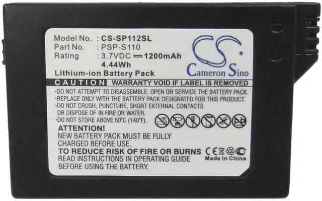 Alt view image 5 of 5 - CS Battery for Sony Lite, PSP 2th, PSP-2000, PSP-3000, PSP-3001, PSP-3004, PSP-3008, Silm PN:Sony PSP-S110 1200mAh / 4.44Wh