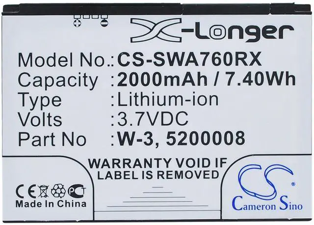 Alt view image 5 of 5 - 2000mAh / 7.40Wh Replace Battery for Wireless Aircard 760, Aircard 760s, Aircard 762s, Aircard 763s, Aircard 785s, Wi-Fi 4G FC80 PN: Wireless 5200008, W-3