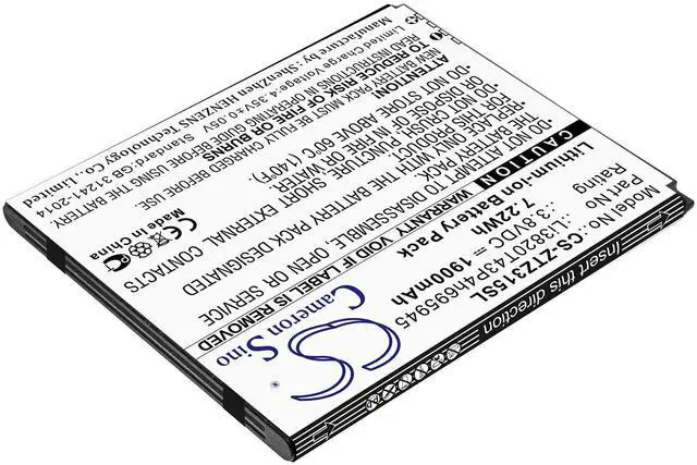 Alt view image 2 of 3 - 1900mAh / 7.22Wh Replacement Battery for Blade Vantage 2, Z3153, Z3153VPP PN: Li3820T43P4h695945