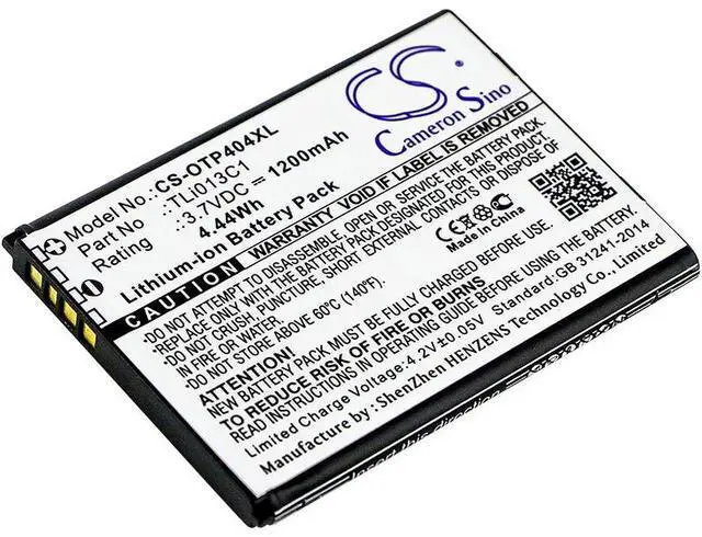 Main image of New 1200mAh Battery for Alcatel One Touch Go Flip,OT-4043S,OT-4044T; P/N:TLi013C1