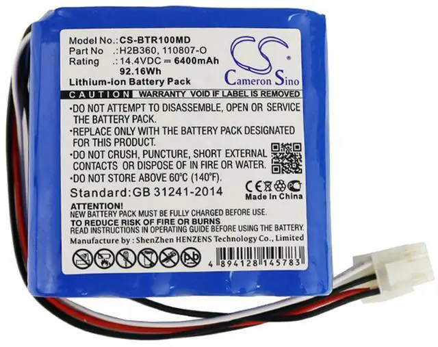 Alt view image 3 of 4 - New 6400mAh Battery for Bellavista 1000,Respirator; P/N:030.811.020,110807-O,300.784.00,H2B360