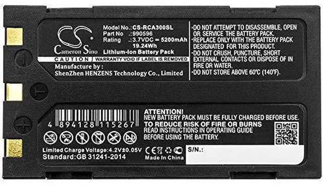 Alt view image 3 of 3 - CS Battery for 37888, 40798, CA-100, CA-300, Micro CA25, Micro CA-300 Inspection Camera PN: 990514, 990596 5200mAh / 19.24Wh