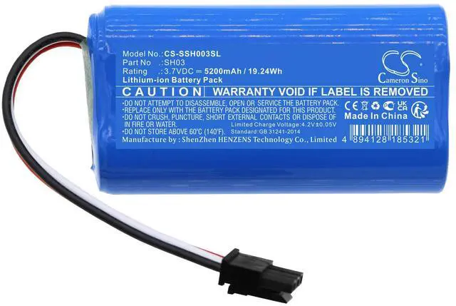 Alt view image 3 of 5 - Cameron Sino Battery for Simplehuman Mirror SH1S2P PN:Simplehuman SH03 5200mAh / 19.24Wh