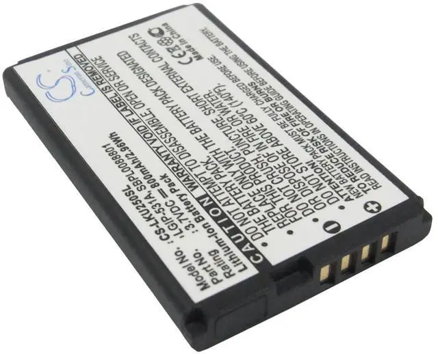 Alt view image 2 of 5 - 800mAh  Battery for LG GB100, GB101, GB106, GB110, GB125, GM205, KG280, KU250, KX186, KX216, KX218 and others