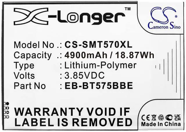 Alt view image 3 of 4 - 5200mAh Replace Battery for Galaxy Tab Active 3, Galaxy Tab Active 3 8.0, Galaxy Tab Active 3 8.0 2020, SM-T570, SM-T575, SM-T575N PN: EB-BT575BBE, GH43-05039A