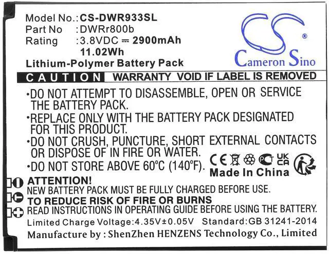 Alt view image 3 of 3 - Cameron Sino Battery for D-Link DWR-933 B1 PN:D-Link 6BT-R800B-2901, DWRr800b 2900mAh / 11.02Wh