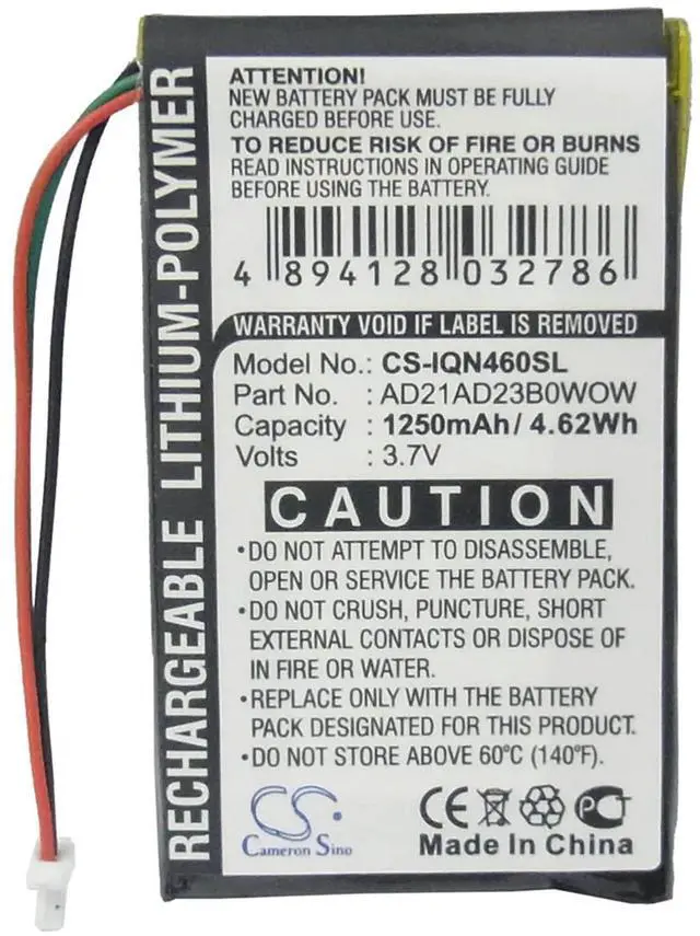 Main image of Cameron Sino Battery for Garmin Nuvi 465, Nuvi 465LTM, Nuvi 465T PN:Garmin AD21AD23B0WOW 1250mAh