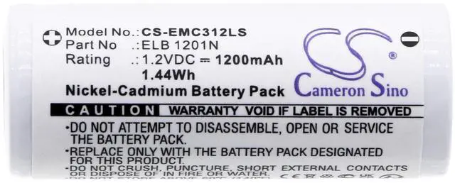 Alt view image 3 of 3 - Cameron Sino Battery for Lithonia LE S 1 R 120/277 EL N, LE S W 2 R 120/277 ELN SD, LQM S W 3 R 120/277 ELNSD, LX S W 3 G 120/277 EL N, LX W 3 R EL N PN:Lithonia ELB 1201N 1200mAh