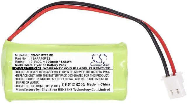 Alt view image 3 of 6 - Cameron Sino Battery for VTech Digital Audio Monitor DM221, DM221, DM221-2, DM222 PN:VTech 43AAA70PS2 700mAh / 1.68Wh
