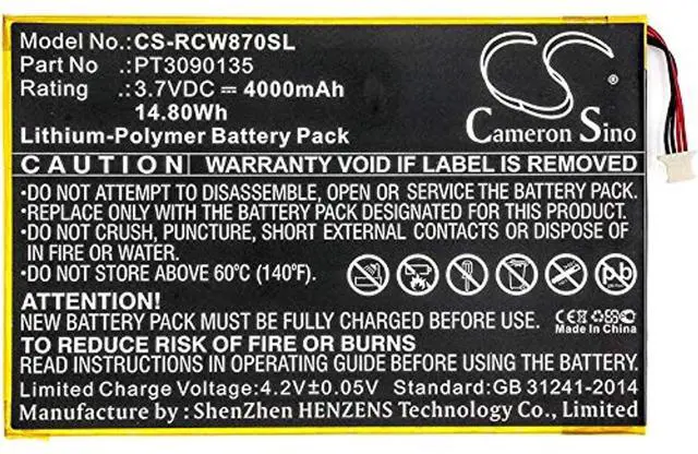 Alt view image 3 of 4 - CS Battery for RCA RCT6303W87DK, RCT6513W87, RCT6513W87M, RCT6K03W13, Viking Pro, Viking Pro 10, Viking Pro 10.1", W101 Cambio, W101SA23T1 4000mAh