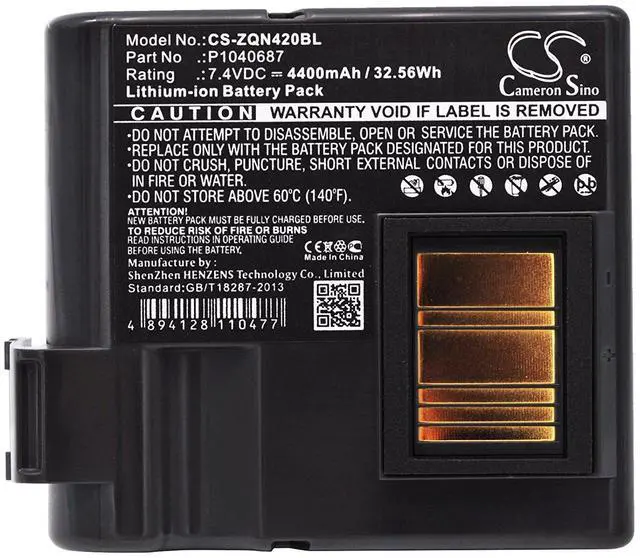 Alt view image 5 of 5 - CS Battery for QLN420, ZQ630 PN: BTRY-MPP-68MA1-01, P1040687, P1050667-016 4400mAh / 32.56Wh
