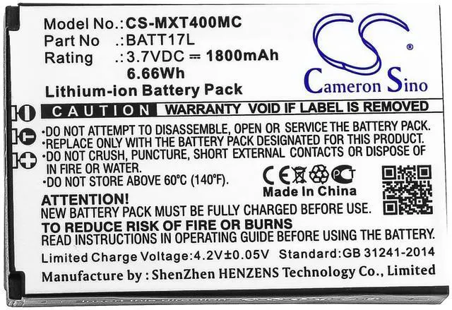Alt view image 3 of 4 - Cameron Sino Battery for Midland XTC400, XTC450 PN:Midland BATT17L 1800mAh / 6.66Wh