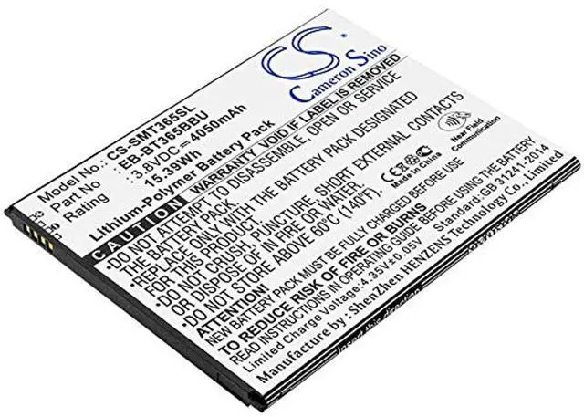 Main image of CS Battery for Galaxy Tab Active, SM-T365 Galaxy Tab Active LTE, SM-T365F0, SM-T390, SM-T390 Galaxy Tab Active 2 Wi, SM-T390N, SM-T395, SM-T395 Galaxy Tab Active 2 LT, SM-T395N 4050mAh