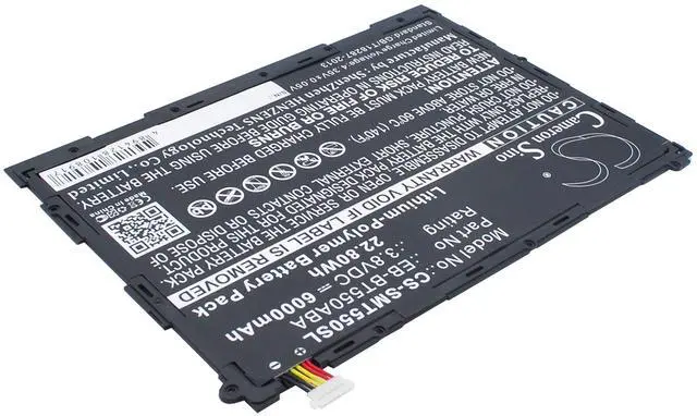 Alt view image 2 of 5 - CS Battery for Galaxy Tab A 9.7, Galaxy Tab A Plus 9.7 WiFi, SM-P350, SM-P351 Galaxy Tab A Plus 9.7, SM-P550, SM-P555, SM-P555Y, SM-T550, SM-T555, SM-T555C PN: EB-BT550ABE 6000mAh