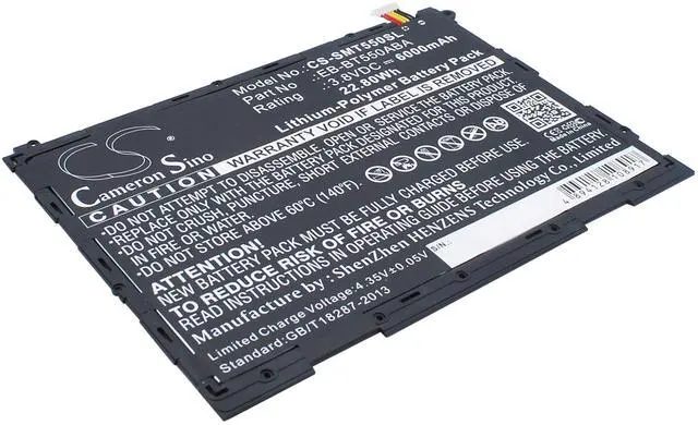 Main image of CS Battery for Galaxy Tab A 9.7, Galaxy Tab A Plus 9.7 WiFi, SM-P350, SM-P351 Galaxy Tab A Plus 9.7, SM-P550, SM-P555, SM-P555Y, SM-T550, SM-T555, SM-T555C PN: EB-BT550ABE 6000mAh