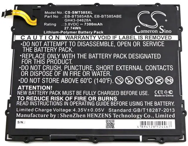 Alt view image 3 of 4 - CS Battery for Galaxy Tab E 10.1, SM-P580, SM-P585M, SM-P585N, SM-P585N0, SM-P585Y, SM-T580, SM-T580NZKAXAR, SM-T585, SM-T585C, SM-T585M, SM-T587, SM-T587P 7300mAh
