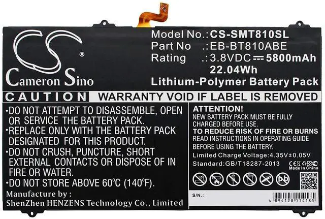 Alt view image 5 of 5 - CS Battery for Galaxy Tab S2 9.7 LTE-A, SM-T815Y, SM-T817A, SM-T817P, SM-T817R4, SM-T817T, SM-T817V, SM-T817W, SM-T818, SM-T818T, SM-T818V, SM-T818W, SM-T819, SM-T819C, SM-T819Y 5800mAh