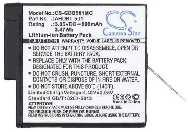Alt view image 5 of 5 - battery for 601-10197-00, AABAT-001, AABAT-001-AS, ASST1, CHDHX-501, CHDHX-701, CHDHX-701-RW, HD8.01, Hero 2018, Hero 5, Hero 5 Black, Hero 6, Hero 6 Black, Hero 7, Hero 7 Black, Hero 7 White, Hero 8