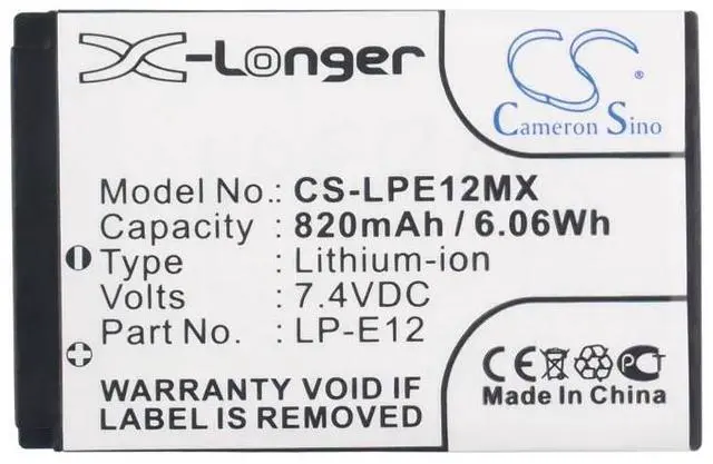 Alt view image 5 of 5 - battery for EOS 100D, EOS Kiss X7, EOS M, EOS M2, EOS SL1, EOS-M, EOS-M10, EOS-M100, EOS-M2, EOS-M50, OS-M, PowerShot SX70 HS, Rebel SL1 Digital