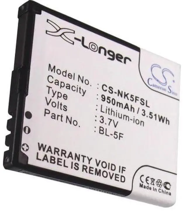Alt view image 5 of 5 - battery for 6210 Navigator, 6290, 6710 Navigator, C5-SCDMA, E65, N93, N93i, N93i RM-156, N93i RM157, N95, N96, X5, X5-01, X5-SCDMA