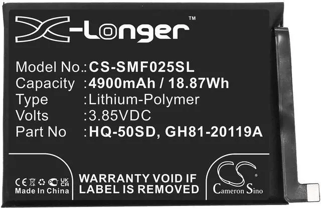 Alt view image 4 of 5 - battery for Galaxy A02s, Galaxy A02s 2020, Galaxy A03s 2021, Galaxy A14 4G, Galaxy A14 5G, Galaxy F02s 2021, M-A025U, SM-A025F, SM-A025F/DS, SM-A025G/DSN, SM-A025M, SM-A025M/DS, SM-A025R4, SM-A025T,