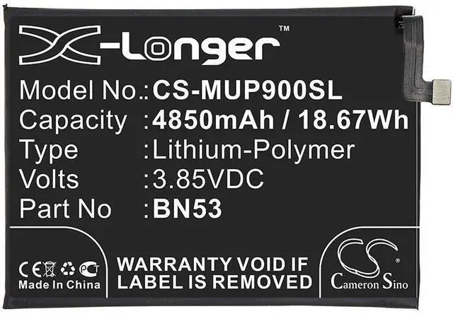 Alt view image 3 of 4 - battery for M2003J6B1I, M2003J6B2G, M2101K6G, Note 9 Pro, Note 9 Pro Max