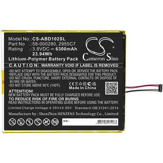 Alt view image 4 of 6 - Cameron Sino battery for Kindle Fire HD 10.1 9th, M2V3R5