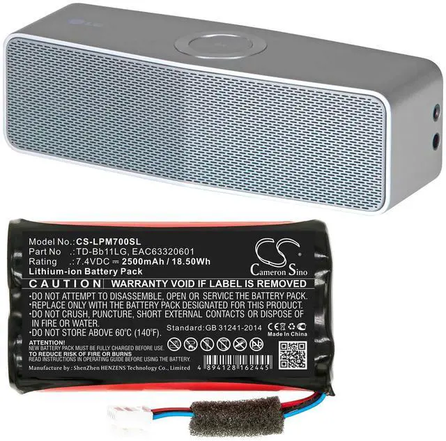 Alt view image 6 of 6 - Cameron Sino battery for Music Flow P7, NP7550, PJ9, PJ9B, PJS9W, PK7, Xboom Go PK7