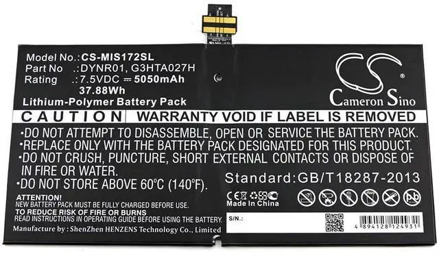Alt view image 3 of 4 - Cameron Sino battery for 1724, Surface 4, Surface Pro 4, Surface Pro 4 1724