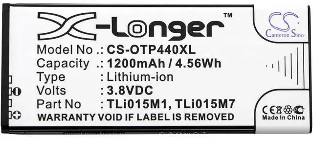 Alt view image 3 of 3 - Cameron Sino battery for One Touch Pixi 4 4.0, OT-4034, OT-4034A, OT-4034D, OT-4034X