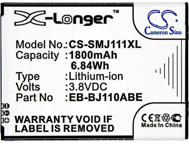 Alt view image 5 of 5 - Cameron Sino battery for Galaxy J1 Ace, Galaxy J1 Ace 3G Duos, Galaxy J1 Ace Dual SIM 3G, Galaxy J1 Ace Duos 4G, Galaxy J1 Ace Duos 4G LTE, SM-J110, SM-J110F, SM-J110F/DS,