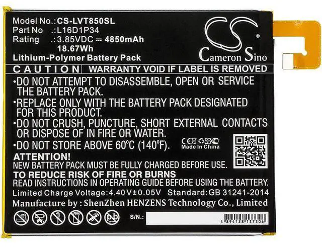 Alt view image 3 of 4 - Cameron Sino battery for Tab 4, Tab4, TAB4 8, TAB4 8 plus, TB-8504F, TB-8504L, TB-8504N, TB-8504X, TB-8704x, ZA2B0009US