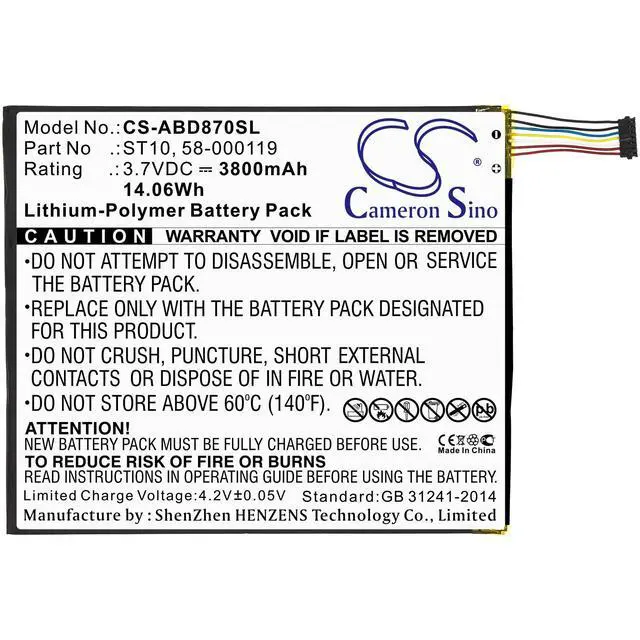 Alt view image 4 of 6 - Cameron Sino battery for B00VKIY9RG, Kindle Fire HD 10, Kindle Fire HD 10.1, SR87CV, SR87MC