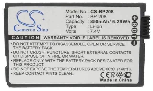 Alt view image 5 of 5 - Cameron Sino battery for DC10, DC100, DC20, DC201, DC21, DC210, DC22, DC220, DC230, DC40, DC50, DC51, DC95, Elura100, FVM300, iVIS DC200, iVIS DC22, IXY DVS1, MVX1Si, MVX430, MVX450, MVX460