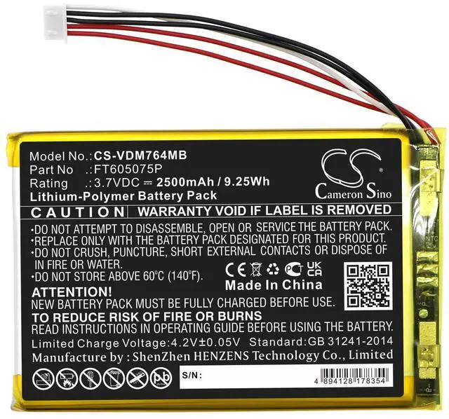 Alt view image 3 of 5 - Cameron Sino battery for RM7764-2HD, RM7764HD, Wifi Remote Access 2 Camera Ba