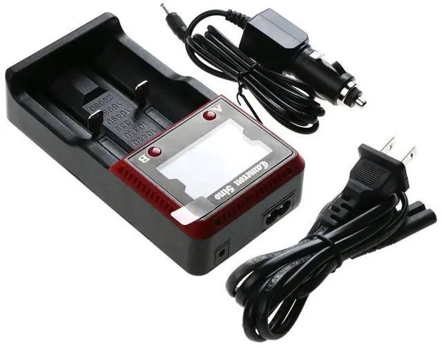 Alt view image 2 of 4 - Cameron Sino Intelligent Dual-Slot LCD Universal Lithium Battery Charger with Car Charger & AC Adapter ICR18650, INR18650, NR18650, UR18650