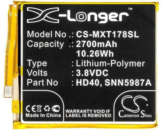 Alt view image 5 of 6 - Cameron Sino battery for Moto Z Force 2nd, Moto Z Force 2nd gen, Moto Z2 Force, Moto Z2 Force Edition LTE-A, XT1789-01 PN: HD40, SNN5987A 2700mAh / 10.26Wh