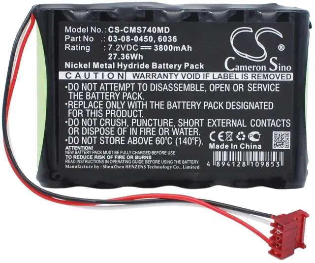 Alt view image 5 of 6 - Cameron Sino battery for 740 Vital Signs Monitor, 750 Vital Signs Monitor, PN: 03-08-0450, 120336, 6036, AS36036, B11377, BH-7238-RC5P, OM11377 3800mAh / 27.36Wh